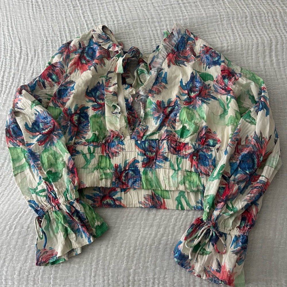 Anthropologie floral v-neck top - Picture 3 of 5